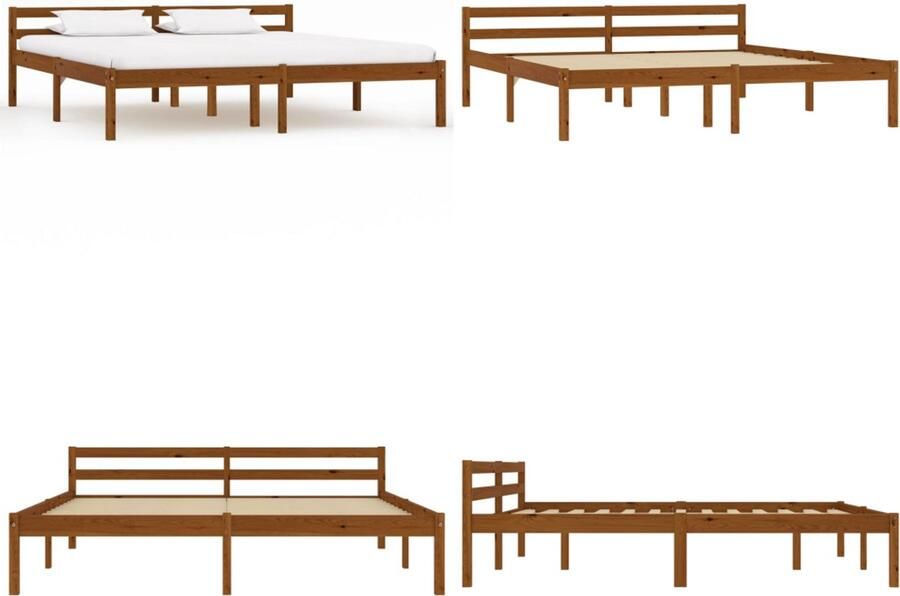 VidaXL Bedframe massief grenenhout honingbruin 160x200 cm Bedframe Bedframes Bed Frame Bed Frames