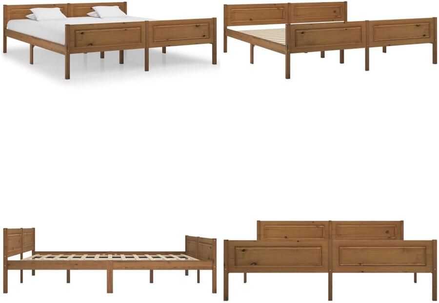 VidaXL Bedframe massief grenenhout honingbruin 180x200 cm Bedframe Bed Frame Bed Frames