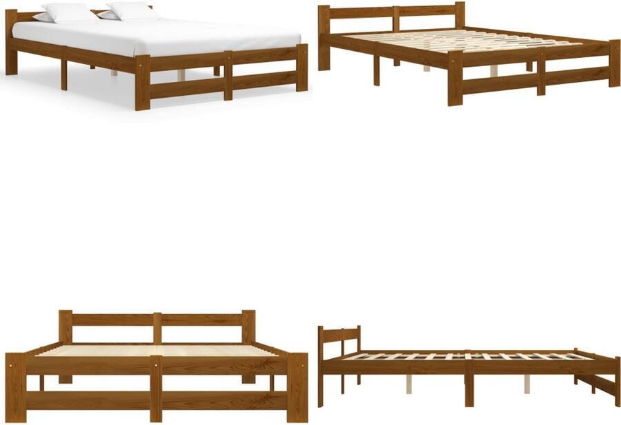 VidaXL Bedframe massief grenenhout honingbruin 180x200 cm Bedframe Bedframes Bed Frame Bed Frames