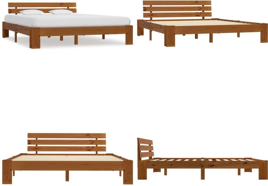 VidaXL Bedframe massief grenenhout honingbruin 180x200 cm Bedframe Bedframes Bed Frame Bed Frames