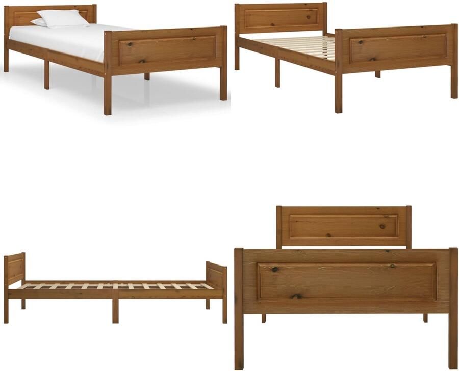 VidaXL Bedframe massief grenenhout honingbruin 90x200 cm Bedframe Bed Frame Bed Frames