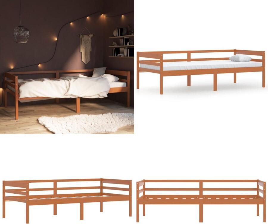 VidaXL Bedframe massief grenenhout honingbruin 90x200 cm Bedframe Bed Frame Bed Frames