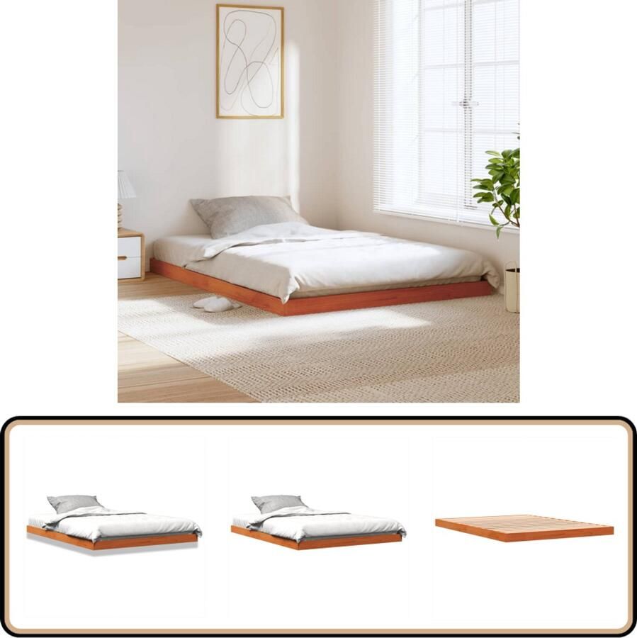 VidaXL Bedframe massief grenenhout wasbruin 140x190 cm