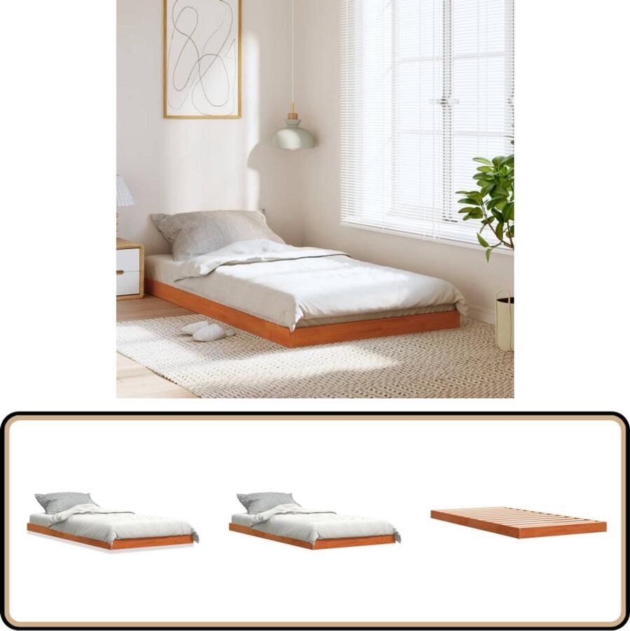VidaXL Bedframe massief grenenhout wasbruin 90x190 cm