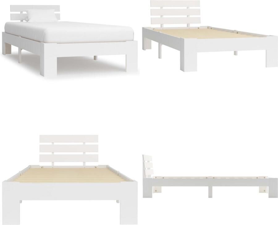 VidaXL Bedframe massief grenenhout wit 100x200 cm Bedframe Bed Frame Bed Frames