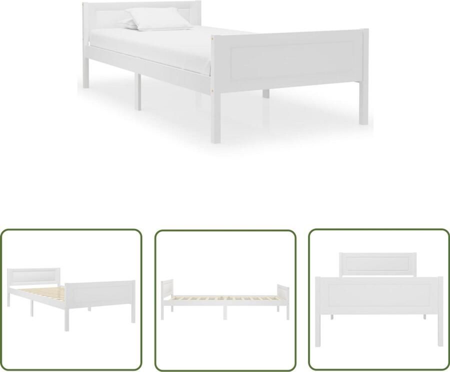 VidaXL Bedframe Massief Grenenhout Wit 100x200 cm Houten Bed Frame Grenenhout Bed Tweepersoons Bed Wit Bed Frame Modern Bed Frame Design Bed Frame Bed Frame Voor Matras 100x200 Bed Frame Kopen Slaapkamers Meubels