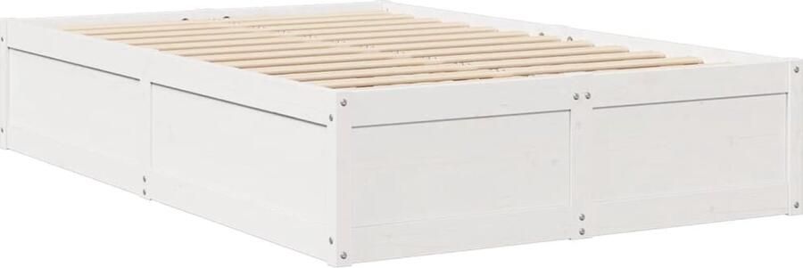 VidaXL Bedframe zonder matras massief grenenhout wit 135x190 cm - Foto 3