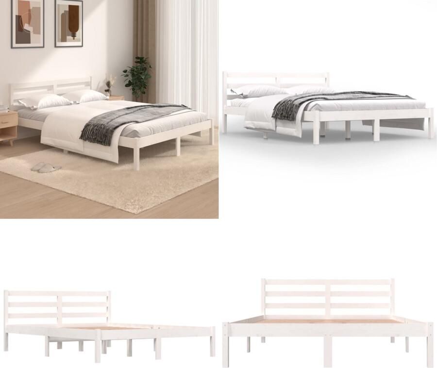 VidaXL Bedframe massief grenenhout wit 120x190 cm Bedframe Bedframes Bed Bedbodem - Foto 4