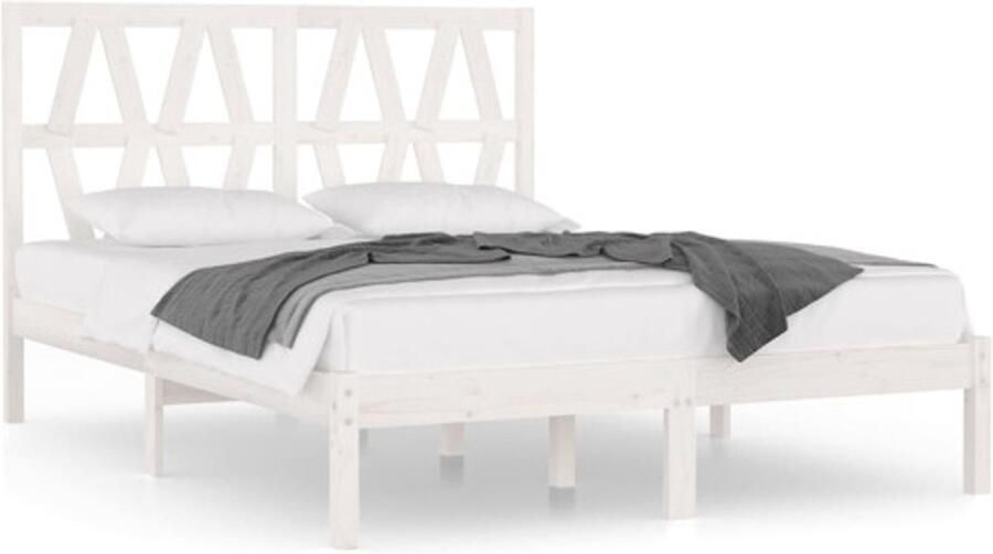 VidaXL -Bedframe-massief-grenenhout-wit-120x190-cm-4FT-Small-Double - Foto 2