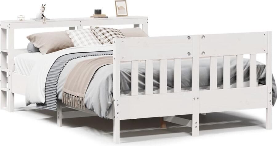 VidaXL Bedframe Massief Grenenhout Wit 120x190 cm
