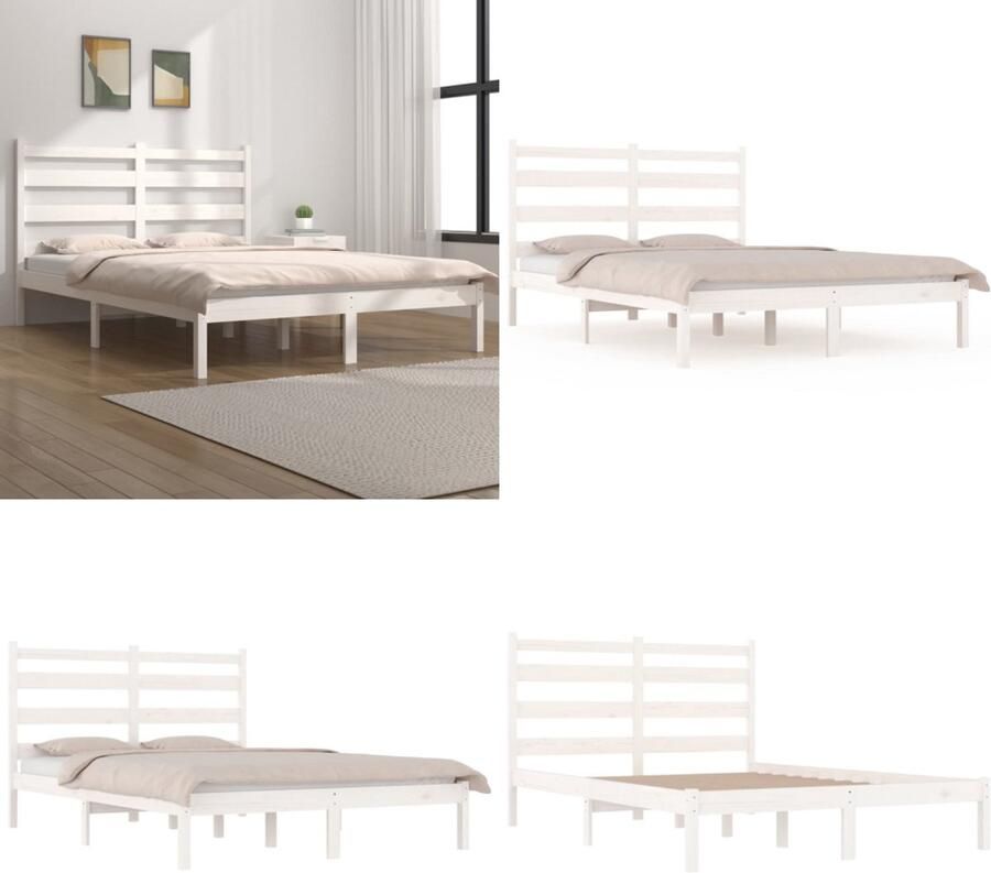 VidaXL Bedframe massief grenenhout wit 120x200 cm Bedframe Bedframes Tweepersoonsbed Bed