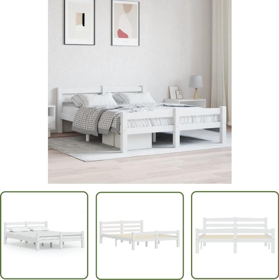 VidaXL Bedframe Massief Grenenhout Wit 120x200 cm Houten Bed Frame Grenenhout Bed Wit Bed Frame Tweepersoons Bed Boxspring Bed Modern Bed Slaapcomfort Design Bed Budget Bed Eenvoudig Te Monteren
