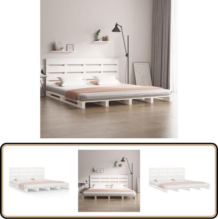 VidaXL Bedframe Massief Grenenhout Wit 120x200 cm Houten Bed Grenenhout Bed Wit Bed Frame Tweepersoons Bed Boxspring Bed Stapelbaar Bed Design Bed