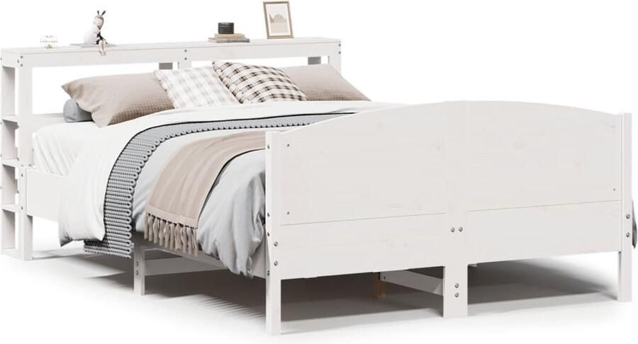 VidaXL Bedframe Massief Grenenhout Wit 120x200 cm