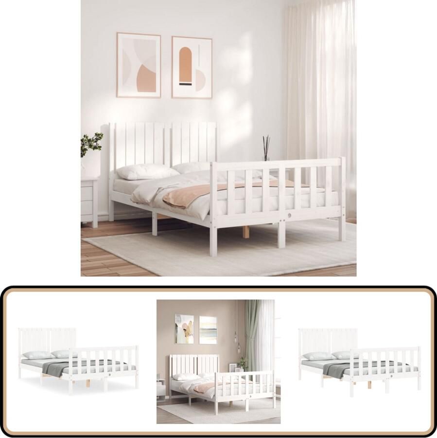 VidaXL Bedframe Massief Grenenhout Wit 120x200 cm Massief Hout Bed Frame Grenenhout Bed Witte Bed Tweepersoons Bed Boxspring Bed