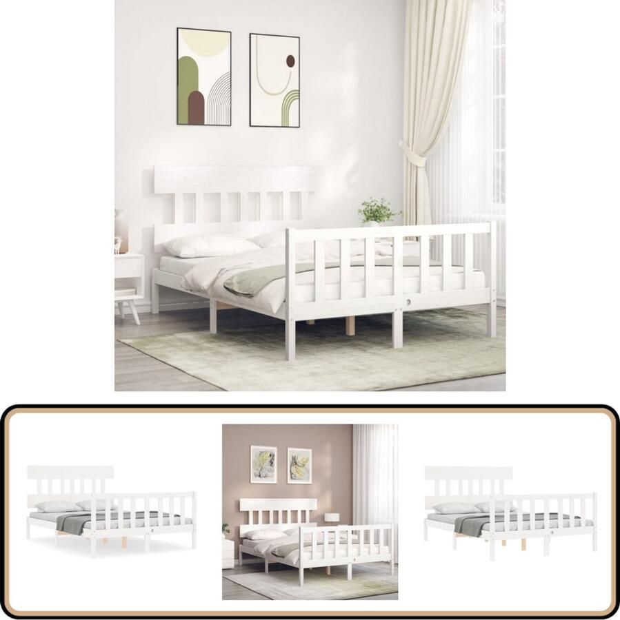 VidaXL Bedframe Massief Grenenhout Wit 120x200 cm Massief Hout Bed Grenenhout Bed Witte Bed Frame Tweepersoons Bed Boxspring Bed