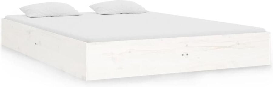 VidaXL Bedframe Massief Grenenhout Wit 140x190 cm Houten Bedframe Massief Grenenhout Wit Bedframe Modern Bedframe Stabiele Bedframe Ruime Bedframe Tweepersoons Bed King Size Bed - Foto 2