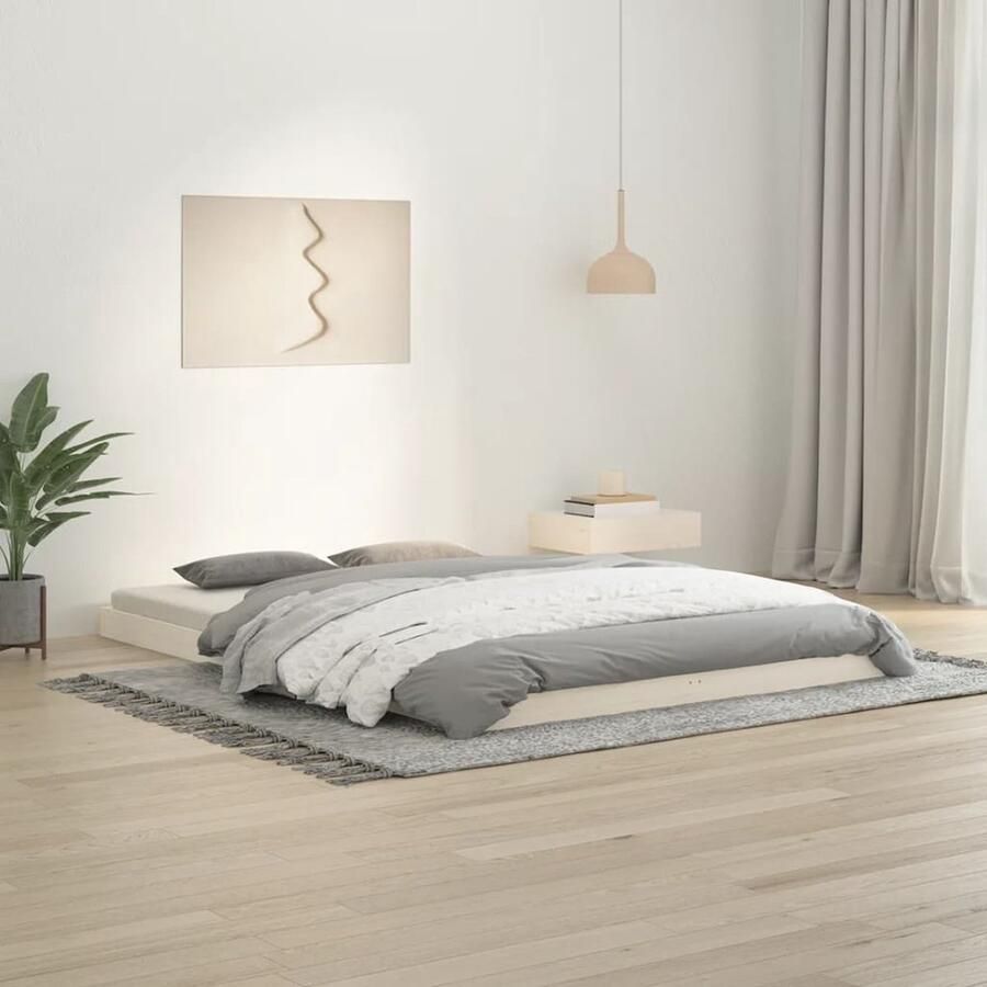 VidaXL Bedframe Massief Grenenhout Wit 140x200 cm Massief Hout Bedframe Wit Bedframe Grenenhout Bedframe 140x200 Rustiek Bedframe Stabiel Bedframe - Foto 2