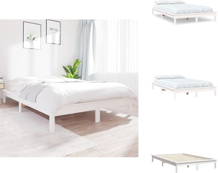 VidaXL -Bedframe-massief-hout-wit-150x200-cm-5FT-King-Size - Foto 4