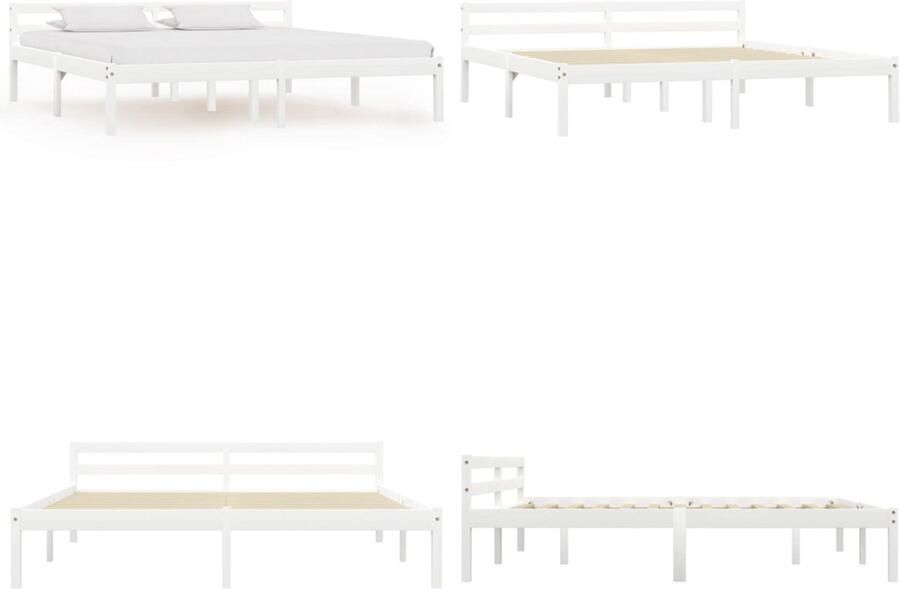 VidaXL Bedframe massief grenenhout wit 160x200 cm Bedframe Bedframes Bed Frame Bed Frames