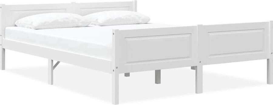 VidaXL Bedframe Massief Grenenhout Wit 140x200 cm Houten Bed Frame Modern Bed Frame Tweepersoons Bed Witte Bed Frame Grenenhout Bed Frame Bed Frame Montage Bed Frame Kopen Slaapkamers Meubels Bedroom Furniture - Foto 2