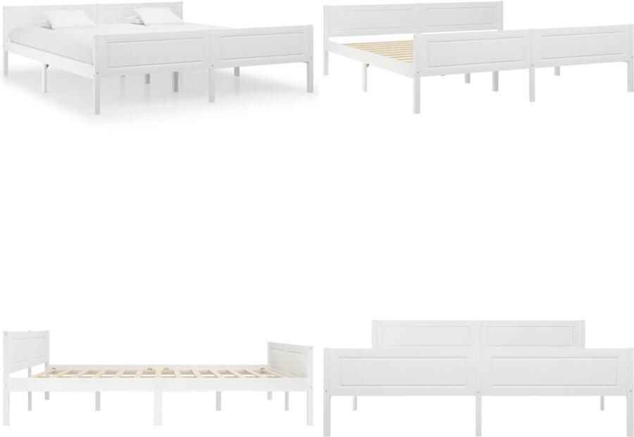 VidaXL Bedframe massief grenenhout wit 180x200 cm Bedframe Bed Frame Bed Frames