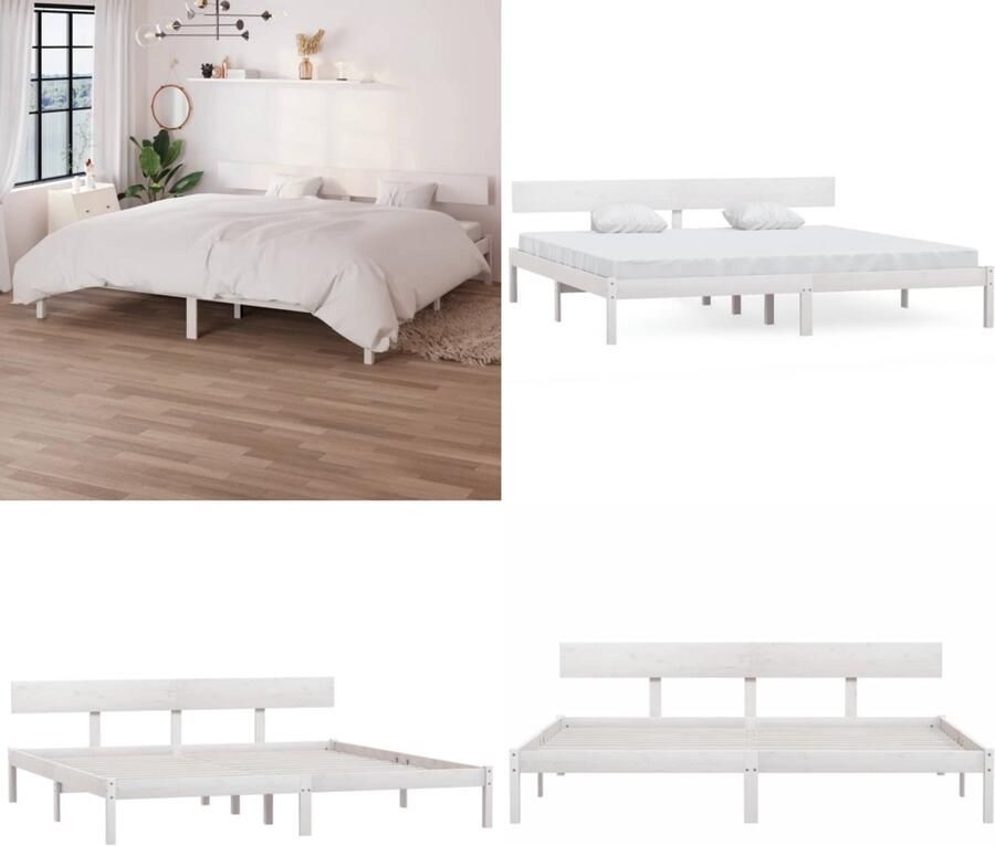 VidaXL Bedframe massief grenenhout wit 180x200 cm UK Super King Bedframe Bedframes Bed Bedbodem - Foto 2