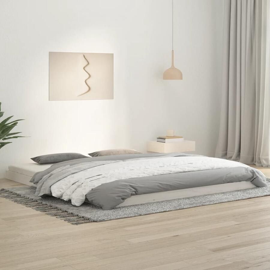 VidaXL Bedframe Massief Grenenhout Wit 180x200 cm Houten Bedframe Massief Grenenhout Bedframe Wit King Size Bed Superking Bed Stabiele Bedbodems - Foto 2