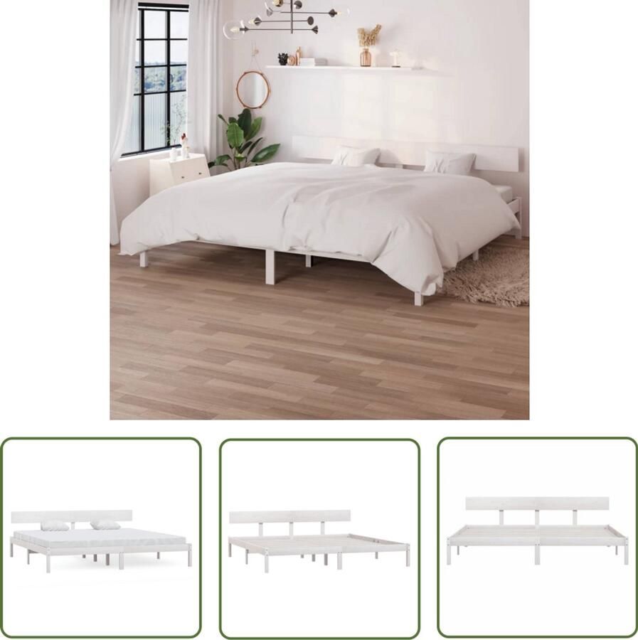 VidaXL Bedframe Massief Grenenhout Wit 180x200 cm Slaapcomfort Bed Frame Grenenhout Bed Modern Bed Witte Bed King Size Bed Boxspring Bed Tweepersoons Bed Master Bedroom Furniture Slaapkamers
