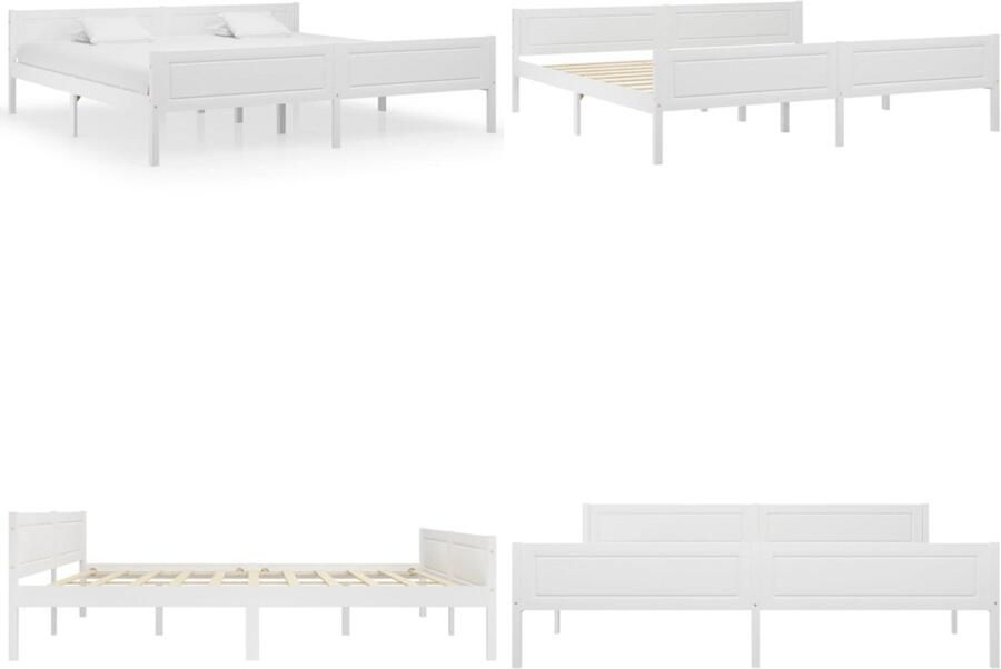 VidaXL Bedframe massief grenenhout wit 200x200 cm Bedframe Bed Frame Bed Frames