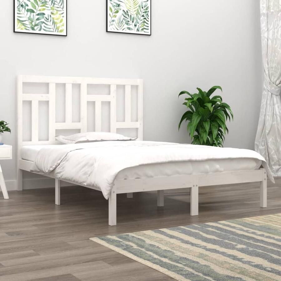 VidaXL Bedframe Massief Grenenhout Wit 200x200 cm Houten Bedframe Grenenhout Bedframe Modern Bedframe Wit Bedframe King Size Bedframe Tweepersoons Bedframe - Foto 2