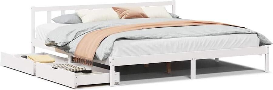 VidaXL Bedframe massief grenenhout wit 200x200 cm