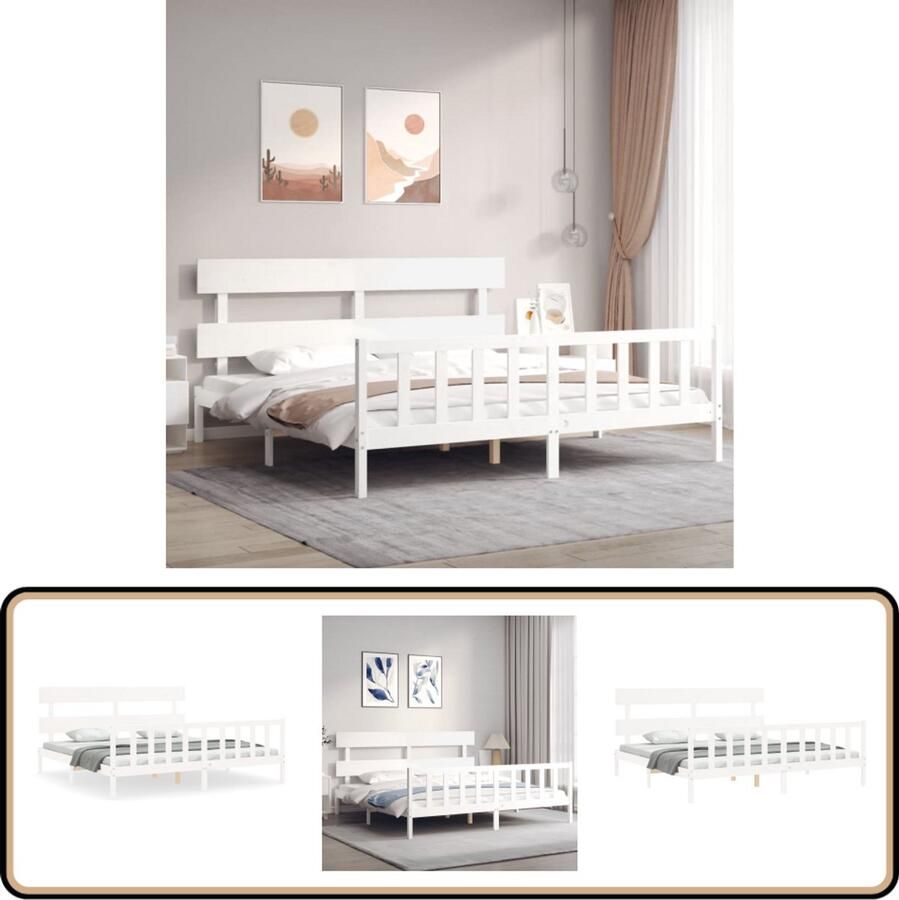VidaXL Bedframe Massief Grenenhout Wit 200x200cm Massief Hout Bed Grenenhout Bed Tweepersoons Bed Witte Bed Frame Slaapcomfort Design Bed Modern Bed