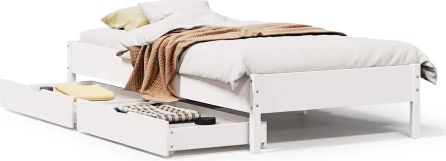 VidaXL Bedframe Massief Grenenhout Wit 75x190 cm
