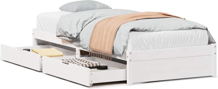 VidaXL Bedframe Massief Grenenhout Wit 75x190 cm