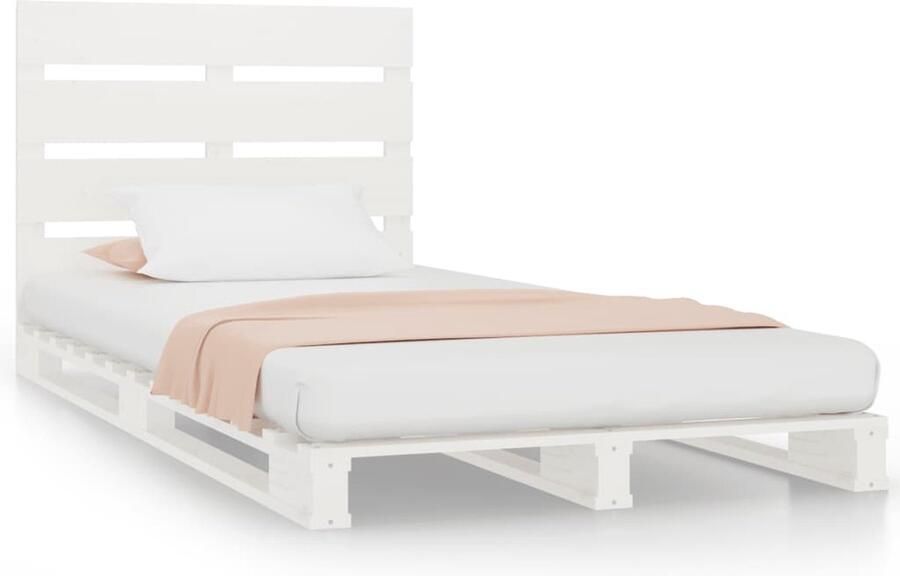 VidaXL Bedframe Massief Grenenhout Wit 75x190 cm Klassieke Bedden Houten Bed Grenenhouten Bed Wit Bed Eenpersoonsbed Klein Tweepersoonsbed - Foto 2