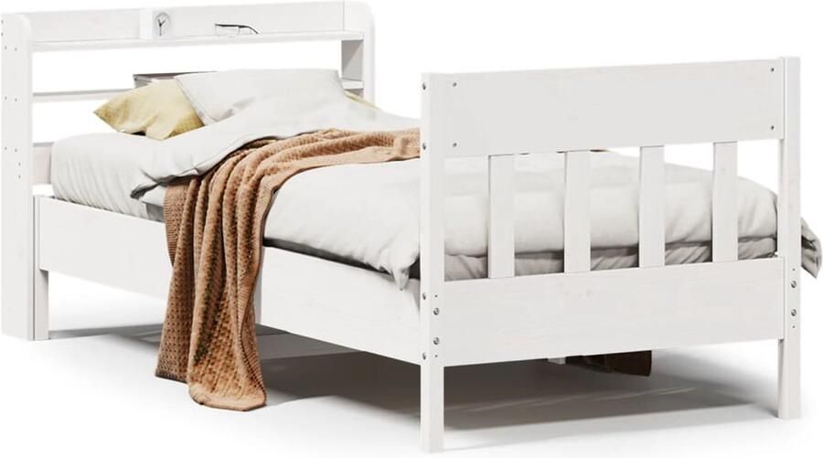 VidaXL Bedframe Massief Grenenhout Wit 90x190 cm