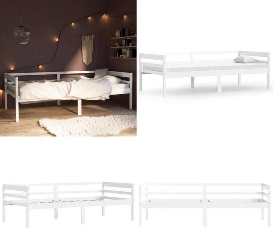 VidaXL Bedframe massief grenenhout wit 90x200 cm Bedframe Bed Frame Bed Frames