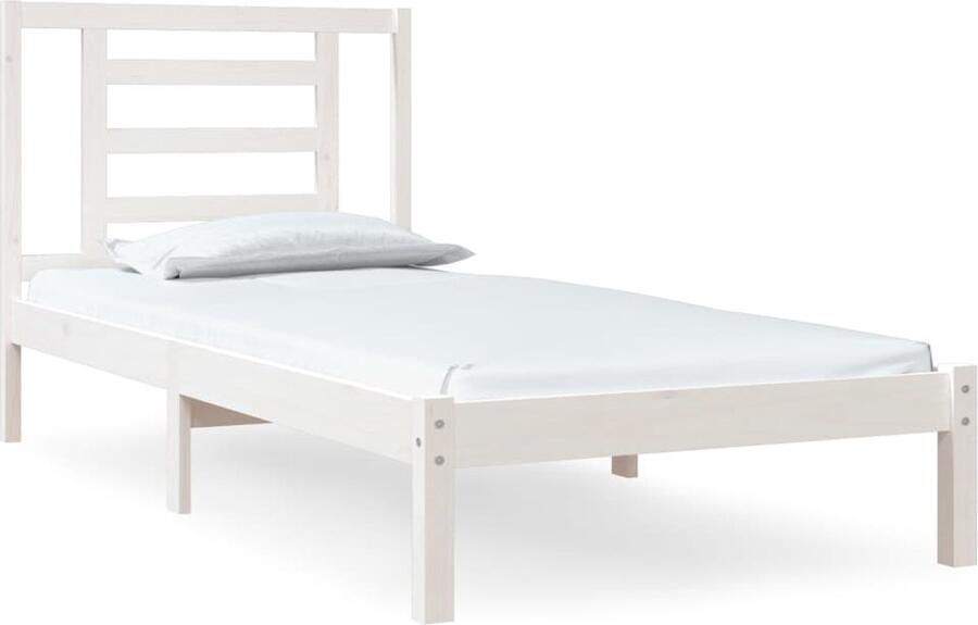 VidaXL Bedframe Massief Grenenhout Wit 90x200 cm Houten Bedframe Grenenhout Bedframe Witte Bedframe Enkelbed Modern Bedframe Design Bedframe - Foto 2