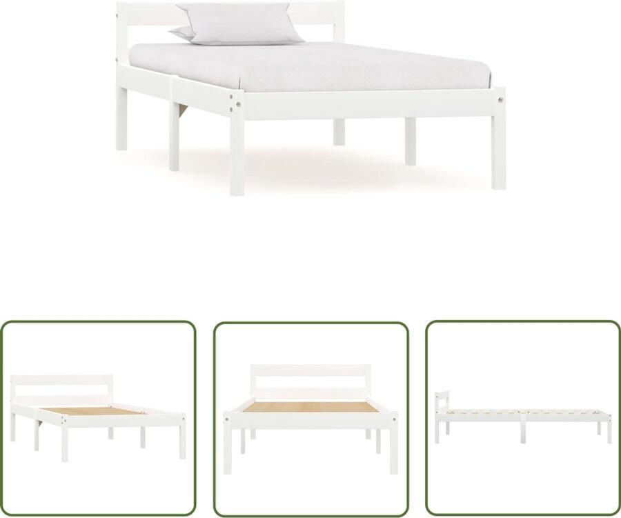VidaXL Bedframe Massief Grenenhout Wit 90x200 cm Massief Houten Bedframe Wit Bedframe Enkelbed Bedframe 90x200 Grenenhout Bedframe Modern Bedframe Slaapkamersdecoratie Kamerinrichting