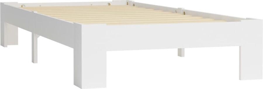 VidaXL Bedframe Massief Grenenhout Wit 90x200 cm Massief Houten Bedframe Wit Bedframe Enkelpersoonsbed Grenenhout Bed Modern Bedframe Design Bedframe Slaapkamers Meubels Bed Kopen Budget Bedframe - Foto 2