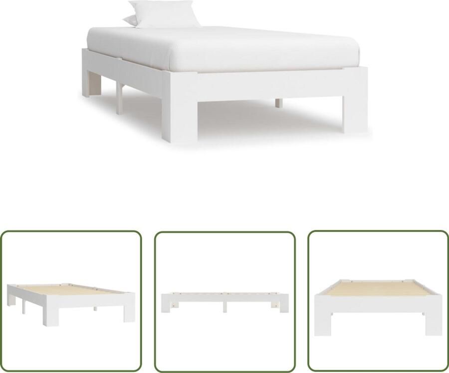 VidaXL Bedframe Massief Grenenhout Wit 90x200 cm Massief Houten Bedframe Wit Bedframe Enkelpersoonsbed Grenenhout Bed Modern Bedframe Design Bedframe Slaapkamers Meubels Bed Kopen Budget Bedframe