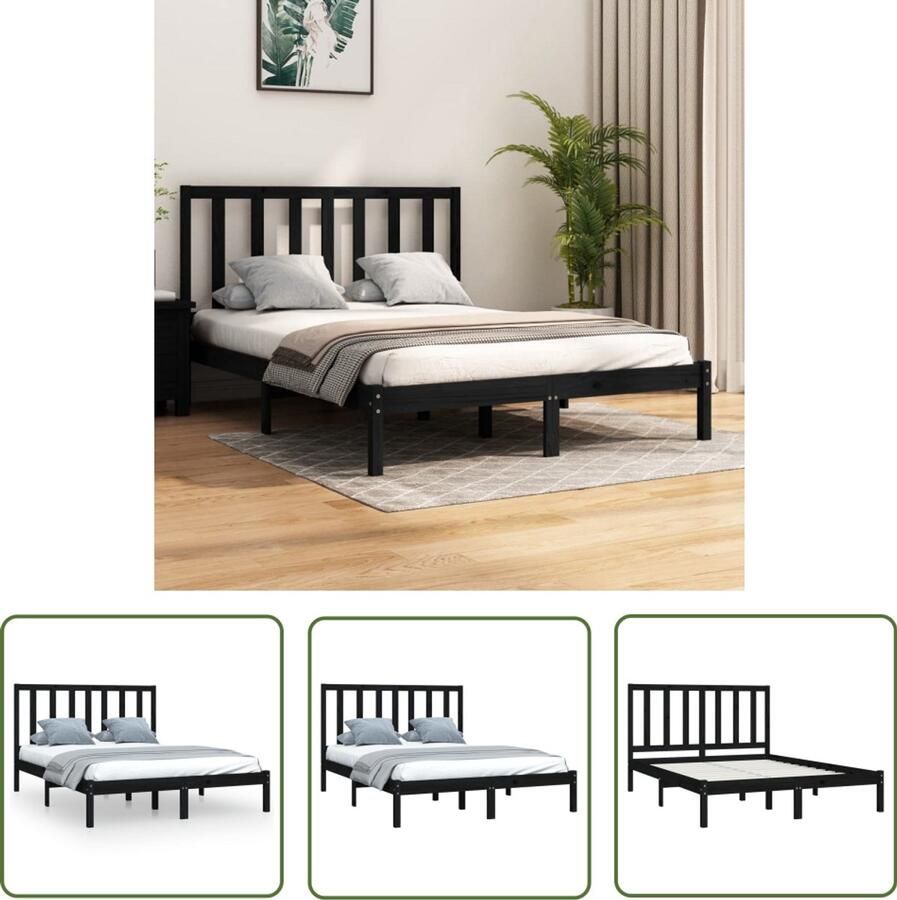 VidaXL Bedframe Massief Grenenhout Zwart 120x190 cm Houten Bedframe Grenenhout Bedframe Zwart Klein Tweepersoons Bed Boxspring Bed Stapelbare Bedden King Size Bed Queen Size Bed
