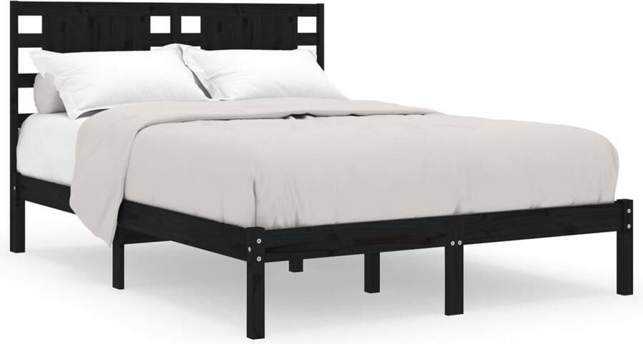VidaXL -Bedframe-massief-grenenhout-zwart-140x200-cm - Foto 2