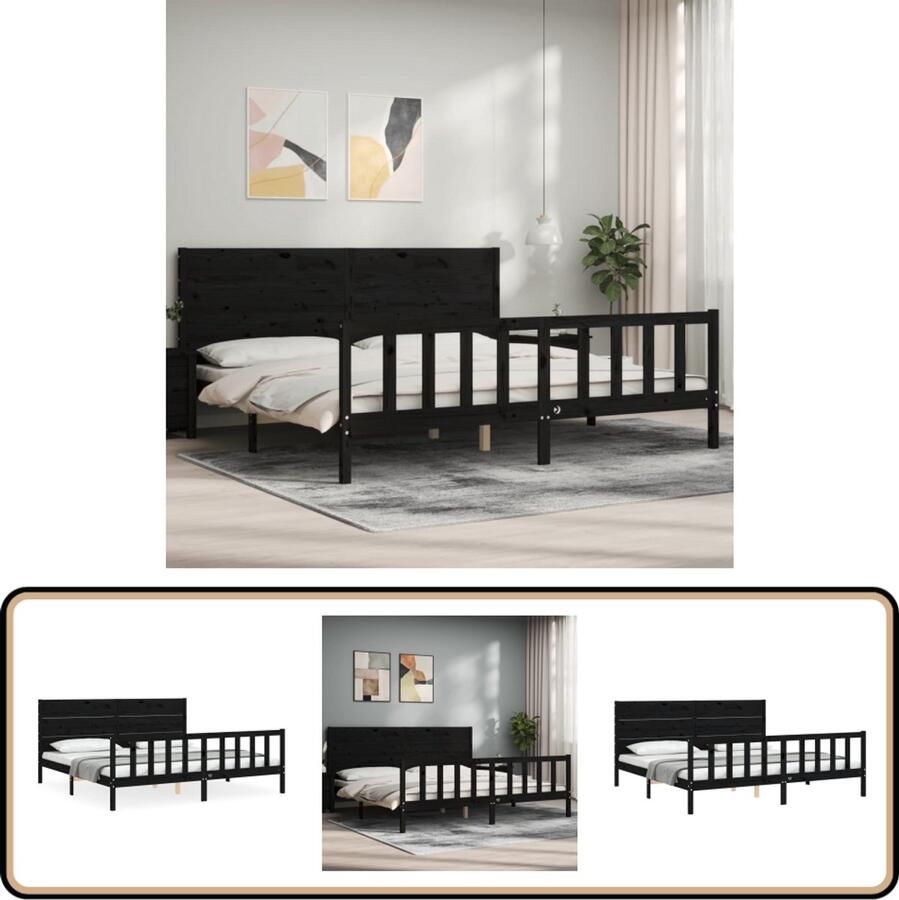 VidaXL Bedframe Massief Grenenhout Zwart 200x200 cm Massief Hout Bed Frame Grenenhout Bed Black Bed Frame King Size Bed Boxspring Bed Slaapcomfort Bedroom Furniture