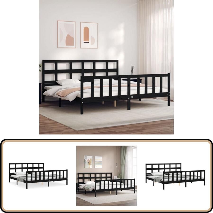 VidaXL Bedframe Massief Grenenhout Zwart 200x200 cm Massief Hout Bed Zwarte Bed Grenenhout Bed Boxspring Bed Tweepersoons Bed King Size Bed Slaapcomfort