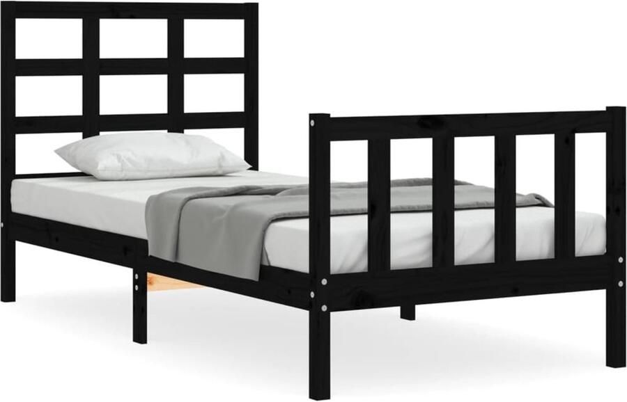 VidaXL Bedframe Massief Grenenhout Zwart 75x190 cm Massief Hout Bed Frame Grenenhout Bed Zwart Bed Tweepersoons Bed Stapelbare Bedden Boxspring Bed - Foto 3