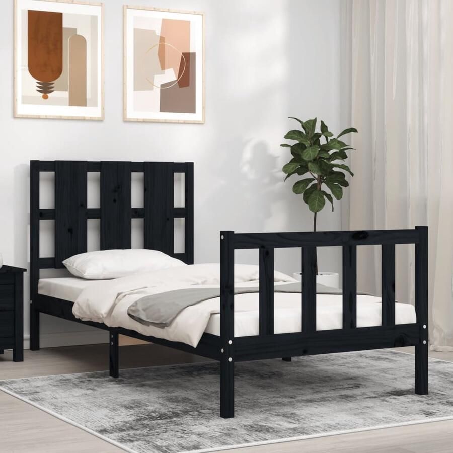 VidaXL Bedframe Massief Grenenhout Zwart Massief Hout Bed Frame Grenenhouten Bed Zwart Bed Tweepersoons Bed Boxspring Bed Stapelbare Bedden Kinderbed - Foto 2