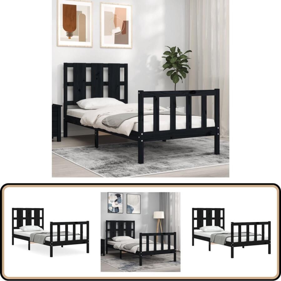 VidaXL Bedframe Massief Grenenhout Zwart Massief Hout Bed Frame Grenenhouten Bed Zwart Bed Tweepersoons Bed Boxspring Bed Stapelbare Bedden Kinderbed