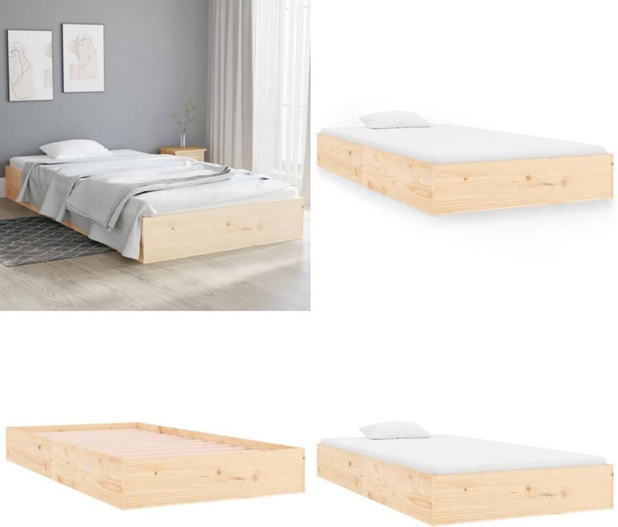 The Living Store Bedframe massief hout 100x200 cm Bedframe Bedframes Bed Bedbodem Ledikant Bed Frame Massief Houten Bedframe Slaapmeubel Eenpersoonsbed Bedden Bedbodems - Foto 2